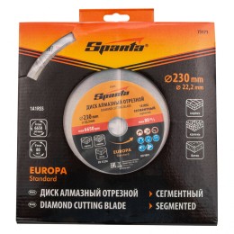 Sparta Диск алмазный, отрезной сегментный, 230 х 22.2 мм, сухая резка, EUROPA Standard 73171