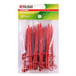 Palisad Колышек 20 см, с кольцом для крепления пленки, 10 шт в упаковке, красный 64434