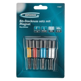 Gross Набор бит с торцевыми головками 8, 10,12, 13 мм, магнит. Nut-Driver, S2 11627