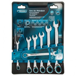 Gross Набор ключей комбинированных с трещоткой, 8-19 мм, 7 шт, реверсивные, CrV 14892