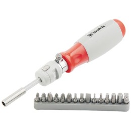 Matrix Отвертка реверсивная, телескопическая, силовой элемент под ключ, набор бит, CrV, 15 шт 11552