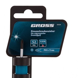 Gross Отвертка PH0 x 75 мм, S2, трехкомпонентная рукоятка 12131