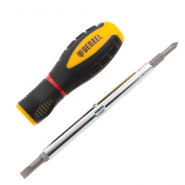 Denzel Отвертка комбинированная, SL3/16"-PH1, SL1/4"-PH2, 3-х компонентная рукоятка// 7713381