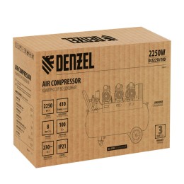 Denzel Компрессор безмасляный, малошумный DLS 2250/100, 2250 Вт, 3x750, 100 л, 410 л/мин блок управления 58029