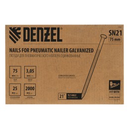 Denzel Гвозди для пнев. нейлера (оцинк.), длина - 75 мм, диам. - 3,05 мм, 2000 шт. 57687