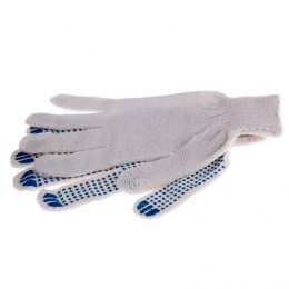Сибртех Перчатки х/б, ПВХ покрытие, "Точка", 6 пар в упаковке, 7 класс Россия 67717