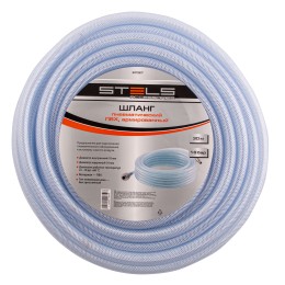 Stels Шланг пневматический ПВХ, 10 x 16 мм, 18 бар, армированный, прозрачный, быстросъемное соединение, 30 м 57027