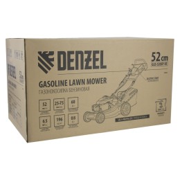 Denzel Газонокосилка бензиновая GLD-520SP-VE, 196 см3, ширина 52 см, привод, вариатор, электрический старт, 60 л 58806