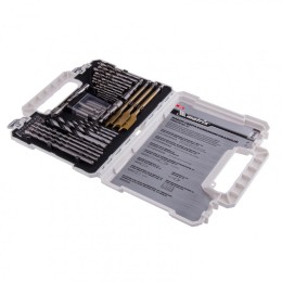 Matrix Набор сверл комбинированный, сверла по металлу 1-6.5 мм, бетону 4-8 мм, дереву 4-10 мм, перовые 16,22,25 мм, биты 20 шт, адаптер, головки 2 шт, зенковка, 50 предметов Pro 725650