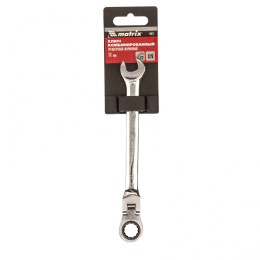 Matrix Ключ комбинированный трещоточный, 11 мм, CrV, шарнирный, зеркальный хром 14827