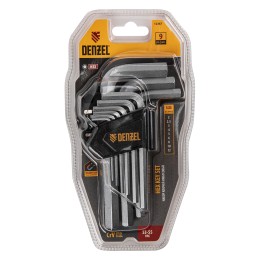 Denzel Набор ключей имбусовых, HEX, 2-12 мм, CrV, 9 шт. 12367