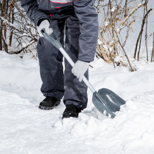 Лопата для уборки снега пластиковая, 270 х 310 х 890 мм, стальной черенок, алюминиевая планка, Palisad 61502
