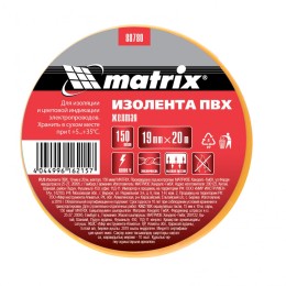 Matrix Изолента ПВХ, 19 мм х 20 м, желтая, 150 мкм 88780