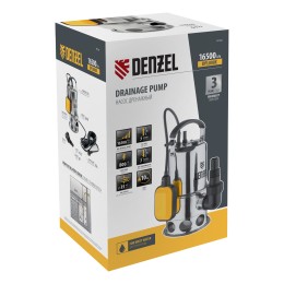 Denzel Дренажный насос DPL800X, 800 Вт, подъем 7 м, 16500 л/ч 97324