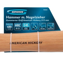 Gross Молоток-гвоздодер, 680 г, угол 75, магнит, обрезиненная рукоятка AMERICAN HICKORY // 10425