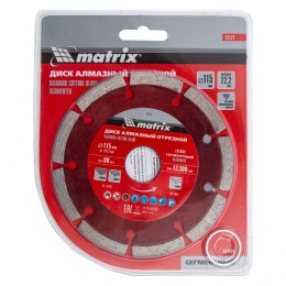 Matrix Диск алмазный, отрезной сегментный, 115 х 22.2 мм, сухая резка Professional73172