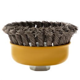 Denzel Щетка для УШМ, 100 мм, "Чашка", крученая нержавеющая проволока 0.5 мм, М14 746283