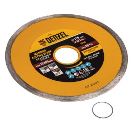 Denzel Диск алмазный, отрезной сплошной, 115 х 22.2 мм, мокрая резка 73118
