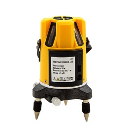 Denzel Уровень лазерный LX3, 10 м, ± 0,3 мм/1 м, 635 нм, 4 вертикальных, 1 горизонтальная плоскости, резьба 5/8" 35070