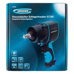 Gross Гайковерт пневматический ударный G1285, 1/2, Twin Hammer, 1220Нм, 6500 об/мин, композитный 57442