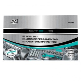 Stels Набор инструментов, 1/4", Cr-V, S2, усиленный кейс, 47 предметов 14099