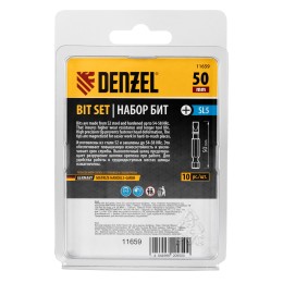 Denzel Бита SL5,0х50, сталь S2, шестигранный профиль, 10 шт. Е 6,3 11659