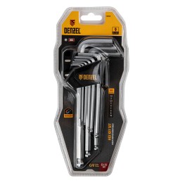 Denzel Набор ключей имбусовых, HEX, 1,5-10 мм, CrV, 9 шт., удлиненные, с шаром 12364