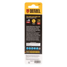 Denzel Сверло по керамической плитке 8 мм, крестовая пластина, шестигранный хвостовик// 728073