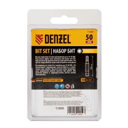 Denzel Бита TX 15х50, сталь S2, шестигранный профиль, 10 шт. Е 6,3 11668