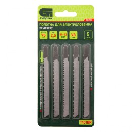 Сибртех Полотна для электролобзика по дереву, 5 шт, T101BR, 75 х 2.5 мм, обратный зуб 78233