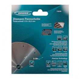 Gross Диск алмазный, 115 х 22.2 мм, турбо с лазерной перфорацией, сухая резка 73028