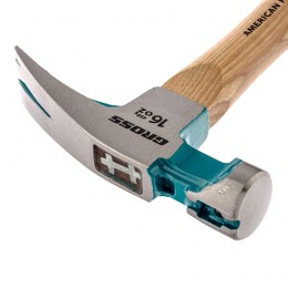 Gross Молоток-гвоздодер, 450 г, угол 45, магнит, обрезиненная рукоятка American hickory 10415