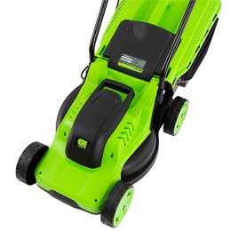 Сибртех Газонокосилка электрическая L1200, 1200 Вт, ширина 32 см, 3 уровня, пластиковый травосборник 30 л. 96607