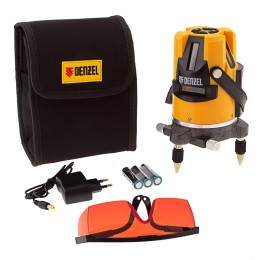 Denzel Уровень лазерный LX3, 10 м, ± 0,3 мм/1 м, 635 нм, 4 вертикальных, 1 горизонтальная плоскости, резьба 5/8" 35070