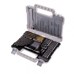 Matrix Набор сверл комбинированный, сверла по металлу 1-6.5 мм, бетону 4-8 мм, дереву 4-10 мм, перовые 16,22,25 мм, биты 20 шт, адаптер, головки 2 шт, зенковка, 50 предметов Pro 725650