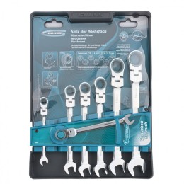 Gross Набор ключей комбинированных с трещоткой, 8-19 мм, 7 шт, шарнирные, CrV 14891