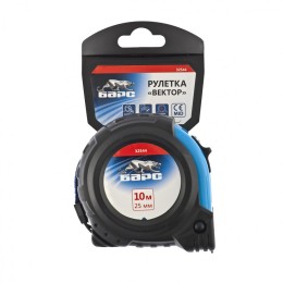 Барс Рулетка Вектор 10 м х 25 мм,утолщенное полотно,магнитный зацеп,обрезиненный корпус 32544