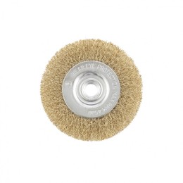 Matrix Щетка для УШМ, 100 мм, М14, плоская, латунированная витая проволока 74650
