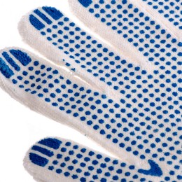 Сибртех Перчатки х/б, ПВХ покрытие, "Точка", 10 класс, стикер Россия 67702