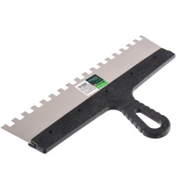 Сибртех Шпатель из нержавеющей стали, 350 мм, зуб 10 х 10 мм, пластмассовая ручка 85507