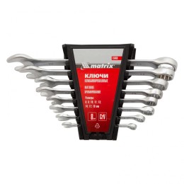 Matrix Набор ключей комбинированных, 6-19 мм, 8 шт, CrV, матовый хром 15408