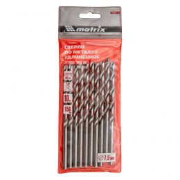 Matrix Сверло по металлу, 7.5 х 156 мм, полированное, удл, HSS, 10 шт, цилиндрический хвостовик 715075