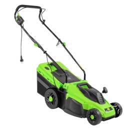 Сибртех Газонокосилка электрическая L1500, 1500 Вт, ширина 33 см, 5 уровней, пластиковый травосборник 35 л 96677