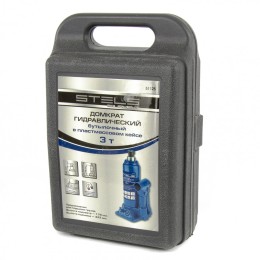 Stels Домкрат гидравлический бутылочный, 3 т, H подъема 178-343 мм, в пластиковом кейсе 51125