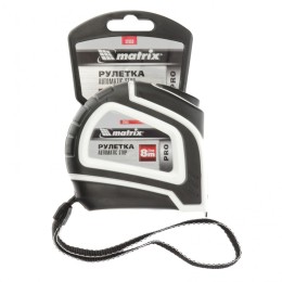 Matrix Рулетка Autostop,8 м х 25 мм,двухкомпонентный корпус,автоматическая фиксация,Pro 32553