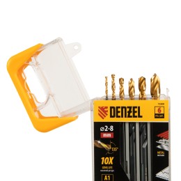 Denzel Набор сверл по металлу, 2-3-4-5-6-8 мм, HSS-Tin, Golden Tip, 6 шт 72300