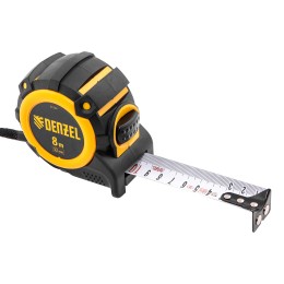 Denzel Рулетка 8м х 32мм, автоматич. фиксац., нейлон. покрытие, магнит. зацеп, двухстор. разметка// 31524