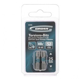 Gross Бита торсионная PH3 x 25 мм, для ударных шуруповертов, 2 шт. 11476