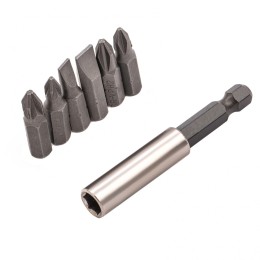 Matrix Набор бит, магнитный адаптер для бит, сталь 45Х, 7 предметов, пластиковый кейс 11392