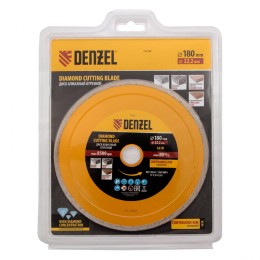 Denzel Диск алмазный, отрезной сплошной, 180 х 22.2 мм, мокрая резка 73130